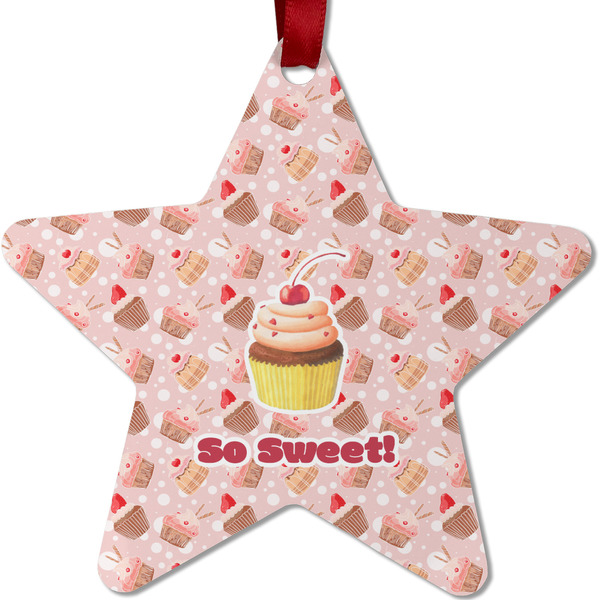 Custom Sweet Cupcakes Metal Star Ornament - Double Sided w/ Name or Text