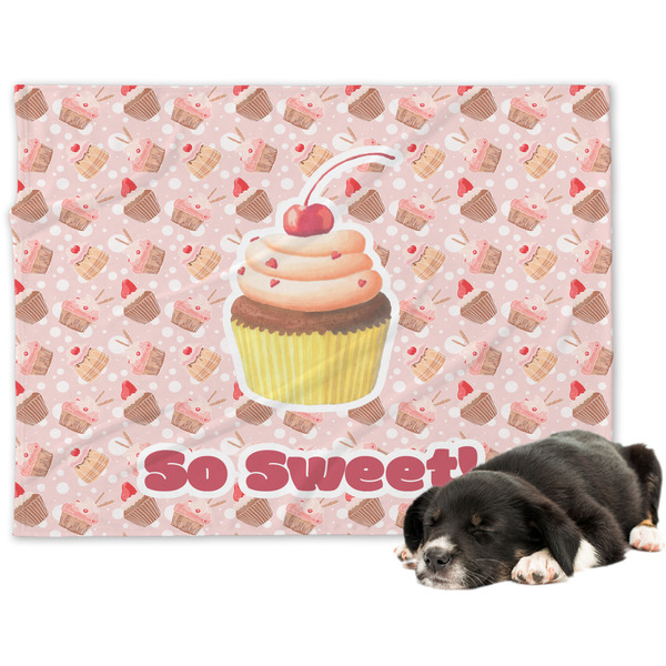 Custom Sweet Cupcakes Dog Blanket - Large w/ Name or Text