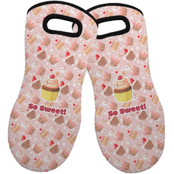 Sweet Cupcakes Neoprene Oven Mitts - Set of 2 w/ Name or Text