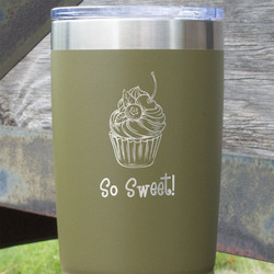 Sweet Cupcakes 20 oz Stainless Steel Tumbler - Olive - Single Sided (Personalized)