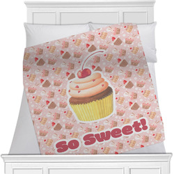 Sweet Cupcakes Minky Blanket - Toddler / Throw - 60"x50" - Single Sided w/ Name or Text