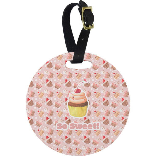 Custom Sweet Cupcakes Plastic Luggage Tag - Round (Personalized)