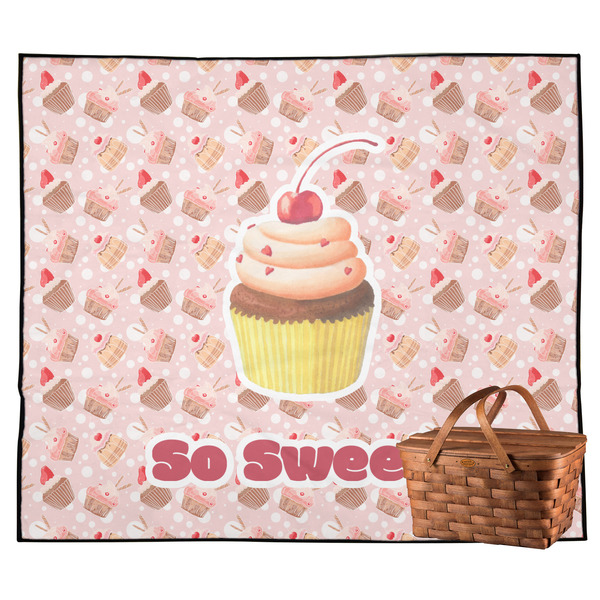 Custom Sweet Cupcakes Outdoor Picnic Blanket w/ Name or Text