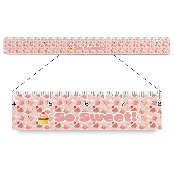 Custom Sweet Cupcakes Plastic Ruler - 12" (Personalized)