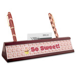 Sweet Cupcakes Red Mahogany Nameplate with Business Card Holder (Personalized)