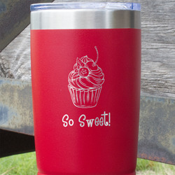Sweet Cupcakes 20 oz Stainless Steel Tumbler - Red - Double Sided (Personalized)