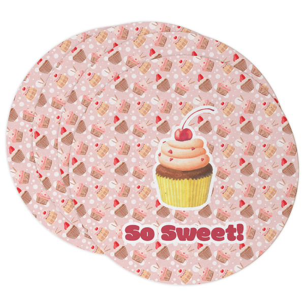 Custom Sweet Cupcakes Round Paper Coasters w/ Name or Text