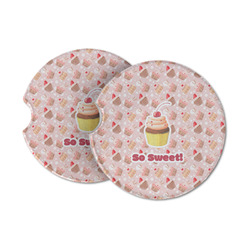 Sweet Cupcakes Sandstone Car Coasters - Set of 2 (Personalized)