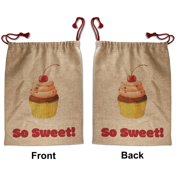 Custom Sweet Cupcakes Santa Sack - Front & Back (Personalized)