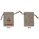 Sweet Cupcakes Small Burlap Gift Bag - Front & Back (Personalized)