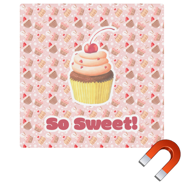 Custom Sweet Cupcakes Square Car Magnet - 10" w/ Name or Text