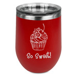 Sweet Cupcakes Stemless Stainless Steel Wine Tumbler - Red - Double Sided (Personalized)