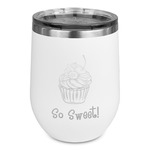 Sweet Cupcakes Stemless Stainless Steel Wine Tumbler - White - Single Sided (Personalized)