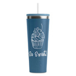 Sweet Cupcakes RTIC Everyday Tumbler with Straw - 28oz - Steel Blue - Double-Sided (Personalized)