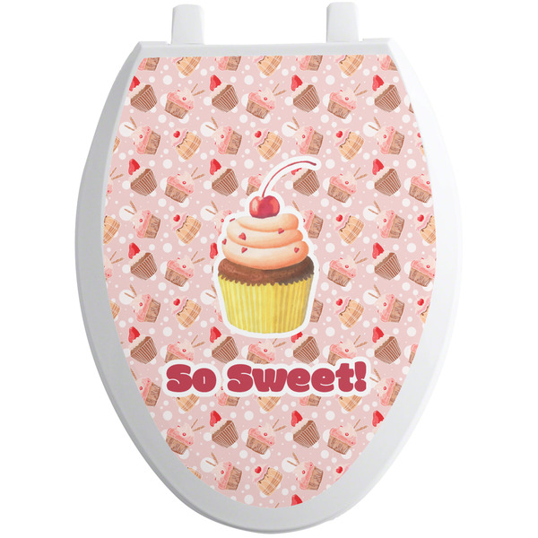 Custom Sweet Cupcakes Toilet Seat Decal - Elongated (Personalized)