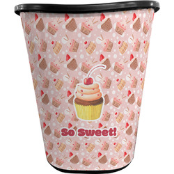 Sweet Cupcakes Waste Basket - Single Sided (Black) w/ Name or Text