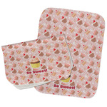 Sweet Cupcakes Burp Cloths - Fleece - Set of 2 w/ Name or Text