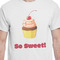 Sweet Cupcakes White Crew T-Shirt on Model - CloseUp