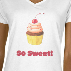 Sweet Cupcakes Women's V-Neck T-Shirt - White (Personalized)