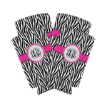 Zebra Print Can Cooler (tall 12 oz) - Set of 4 (Personalized)