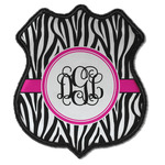 Zebra Print Iron On Shield Patch C w/ Monogram