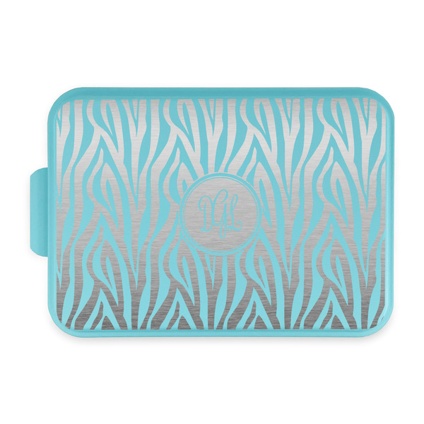 Custom Zebra Print Aluminum Baking Pan with Teal Lid (Personalized)