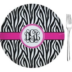 Zebra Print Glass Appetizer / Dessert Plate 8" (Personalized)