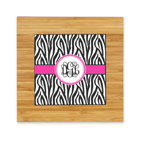 Custom Zebra Print Bamboo Trivet with Ceramic Tile Insert (Personalized)