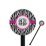 Zebra Print 5.5" Round Plastic Stir Sticks - Black - Double Sided (Personalized)