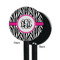 Zebra Print Black Plastic 5.5" Stir Stick - Single Sided - Round - Front & Back