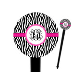 Zebra Print 6" Round Plastic Food Picks - Black - Double Sided (Personalized)