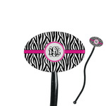 Zebra Print 7" Oval Plastic Stir Sticks - Black - Single Sided (Personalized)