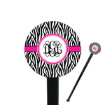 Zebra Print 7" Round Plastic Stir Sticks - Black - Single Sided (Personalized)