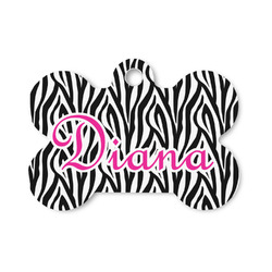 Zebra Print Bone Shaped Dog ID Tag - Small (Personalized)