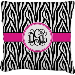 Zebra Print Faux-Linen Throw Pillow (Personalized)