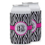 Zebra Print Can Cooler (12 oz) w/ Monogram