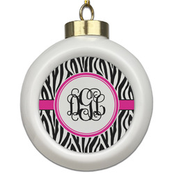 Zebra Print Ceramic Ball Ornament (Personalized)