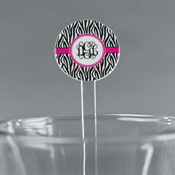 Custom Zebra Print 7" Round Plastic Stir Sticks - Clear (Personalized)