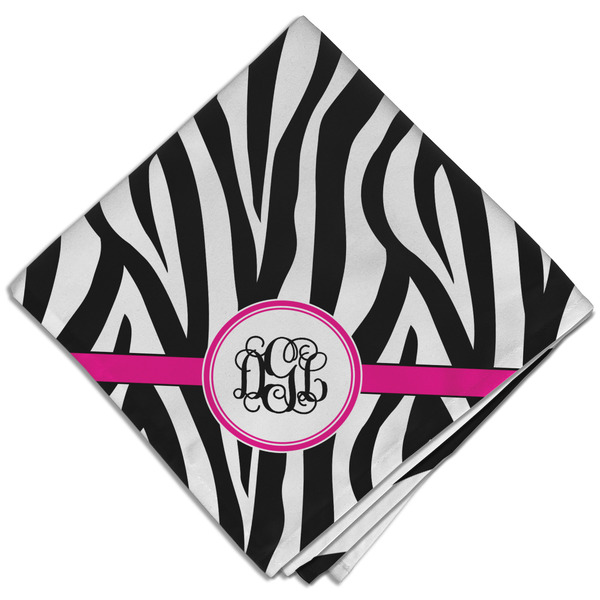 Custom Zebra Print Cloth Dinner Napkin - Single w/ Monogram