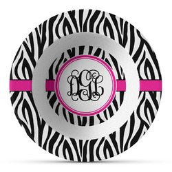 Zebra Print Plastic Bowl - Microwave Safe - Composite Polymer (Personalized)