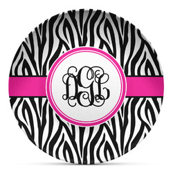 Zebra Print Microwave Safe Plastic Plate - Composite Polymer (Personalized)