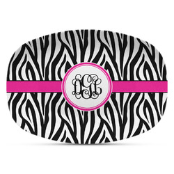 Zebra Print Plastic Platter - Microwave & Oven Safe Composite Polymer (Personalized)