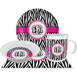 Zebra Print Dinner Set - Single 4 Pc Setting w/ Monograms