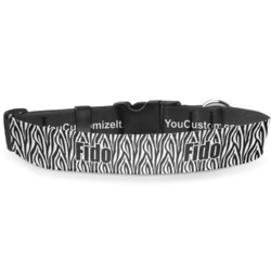 Zebra Print Deluxe Dog Collar - Medium (11.5" to 17.5") (Personalized)