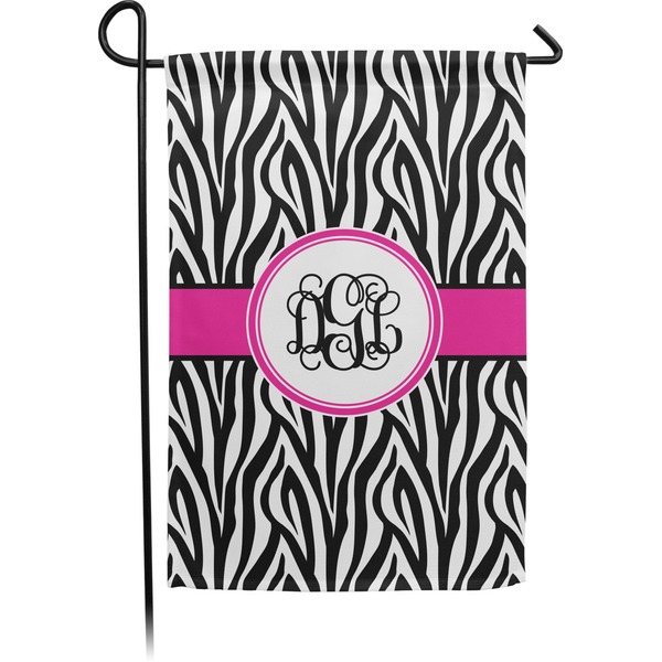 Custom Zebra Print Small Garden Flag - Double Sided w/ Monograms