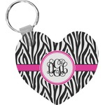 Zebra Print Heart Plastic Keychain w/ Monogram