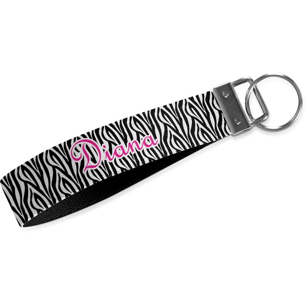 Custom Zebra Print Webbing Keychain Fob - Large (Personalized)