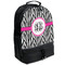 Zebra Print Large Backpack - Black - Angled View