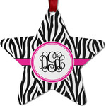 Zebra Print Metal Star Ornament - Double Sided w/ Monogram