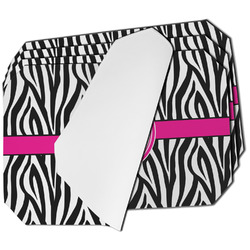 Zebra Print Dining Table Mat - Octagon - Set of 4 (Single-Sided) w/ Monogram